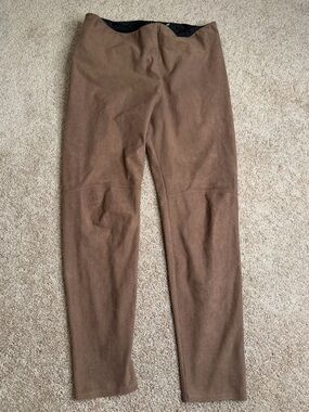 Lyssé Suede Leggings Brown Stretch Pull On Pants Size Large